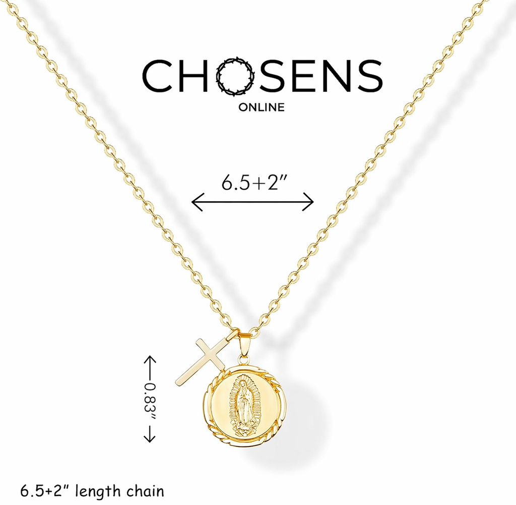 Golden Necklace for Women Virgin Mary Angel