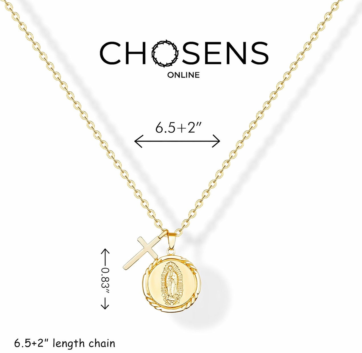 Golden Necklace for Women Virgin Mary Angel