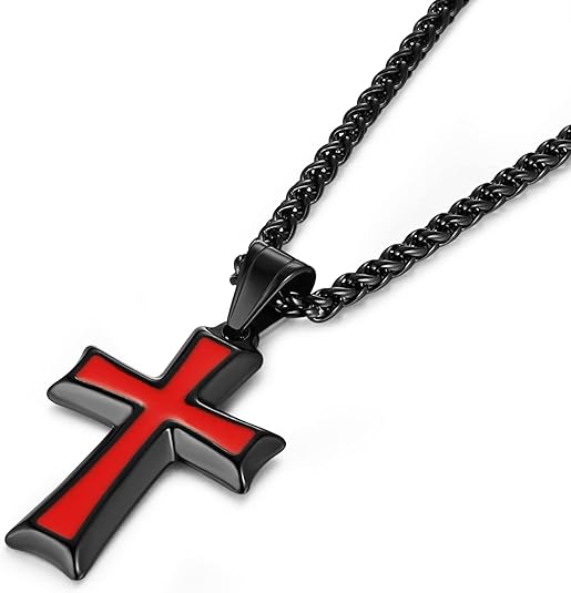 Cross Pendant Necklace with Wheat Chain