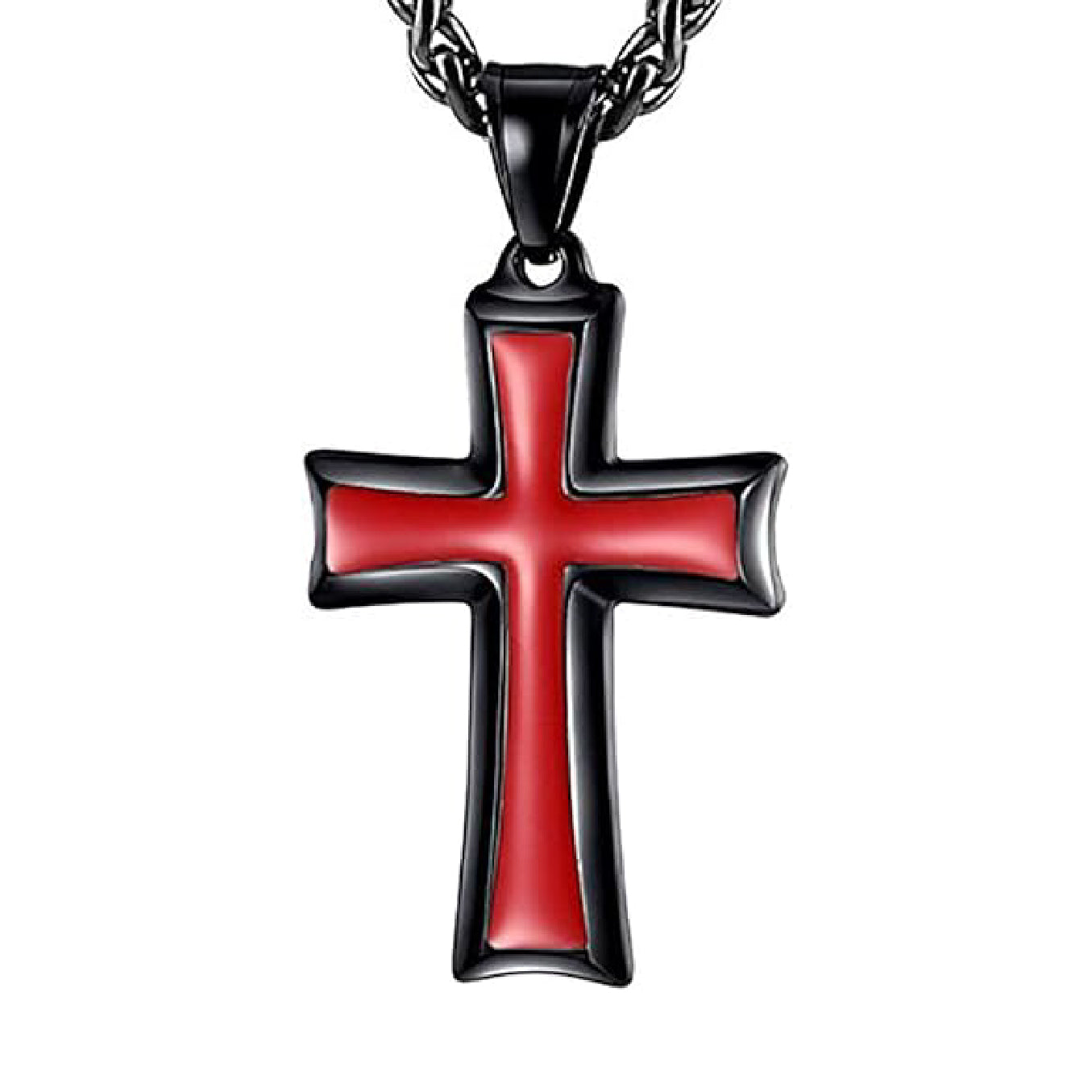 Cross Pendant Necklace with Wheat Chain