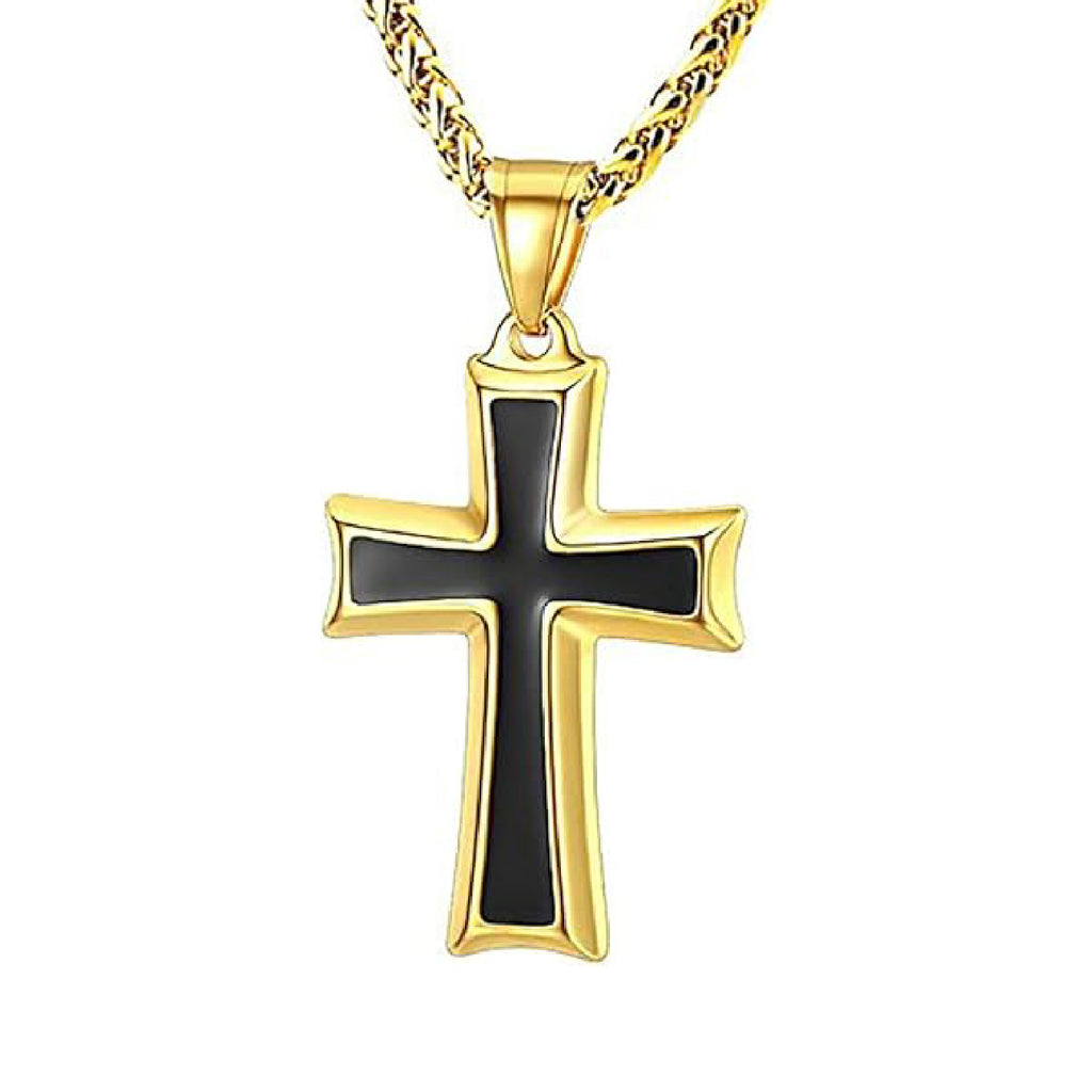 Cross Pendant Necklace with Wheat Chain