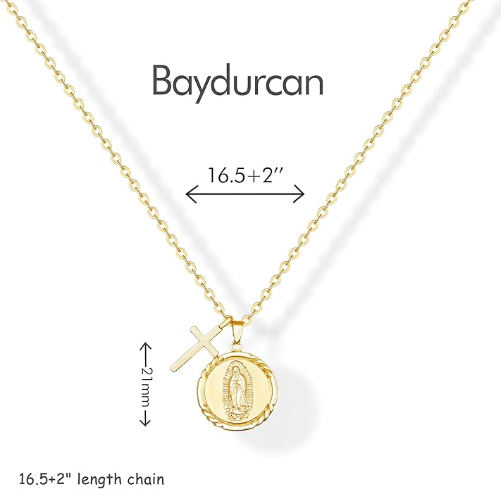 Golden Necklace for Women Virgin Mary Angel