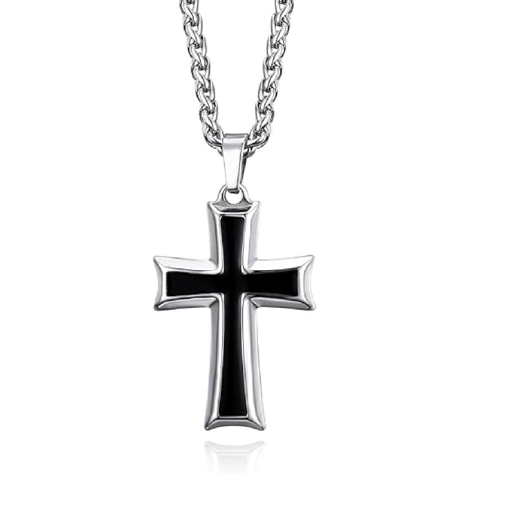Cross Pendant Necklace with Wheat Chain