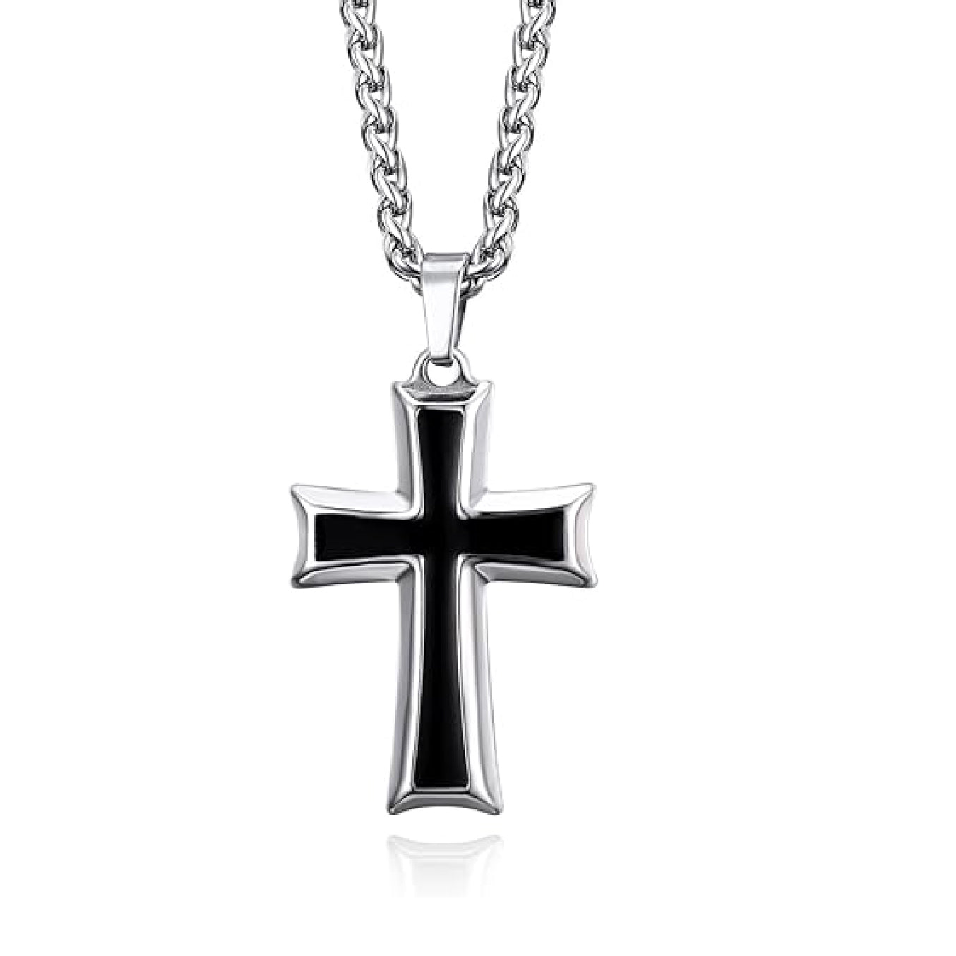 Cross Pendant Necklace with Wheat Chain