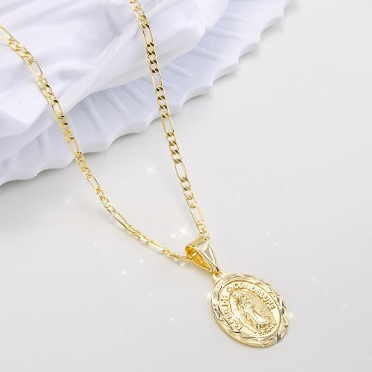 Virgin Mary Necklace Round pendant