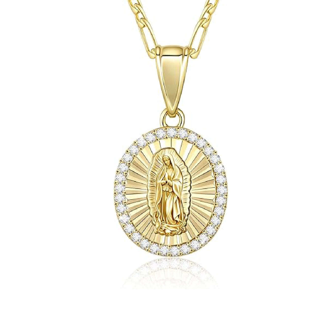 Virgin Mary Necklace Round Zirconia