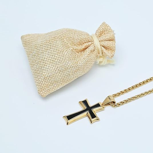 Cross Pendant Necklace with Wheat Chain