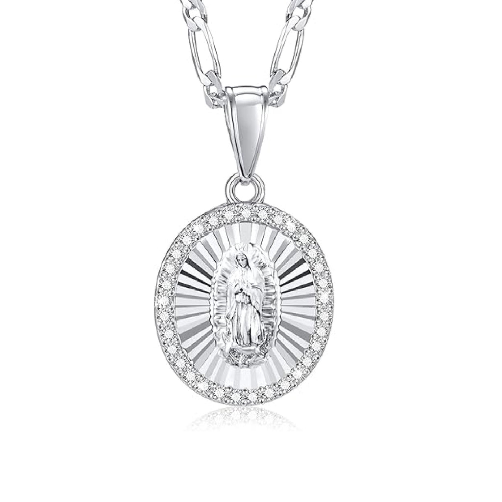 Virgin Mary Necklace Round Zirconia