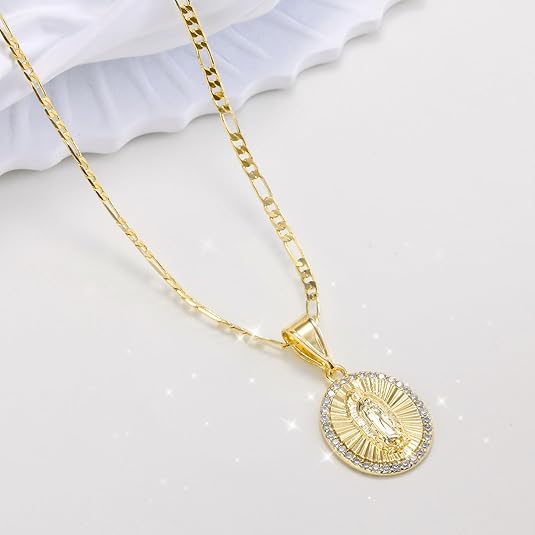 Virgin Mary Necklace Round Zirconia