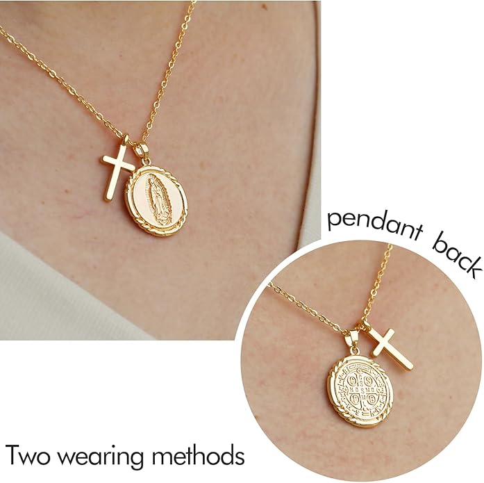Golden Necklace for Women Virgin Mary Angel
