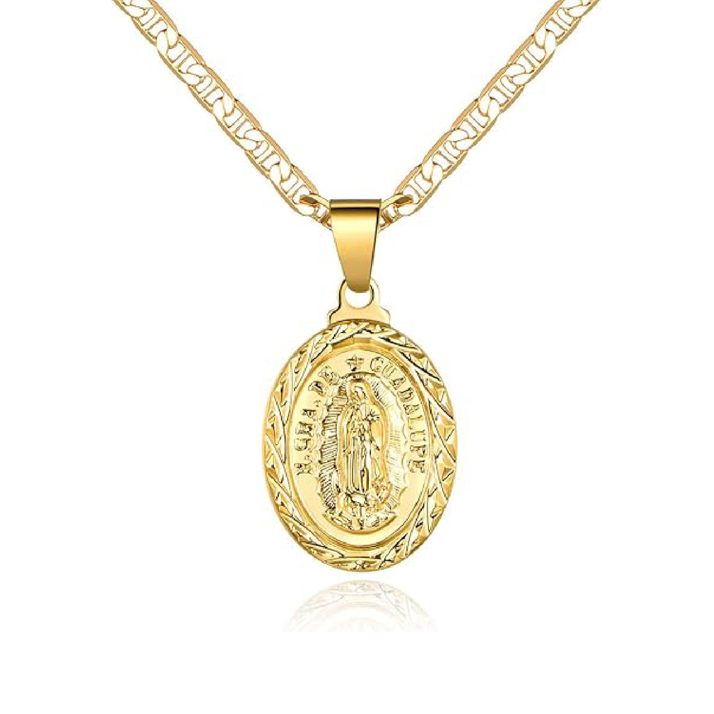 Chain Necklace With Virgin Mary Guadalupe Charm Pendant