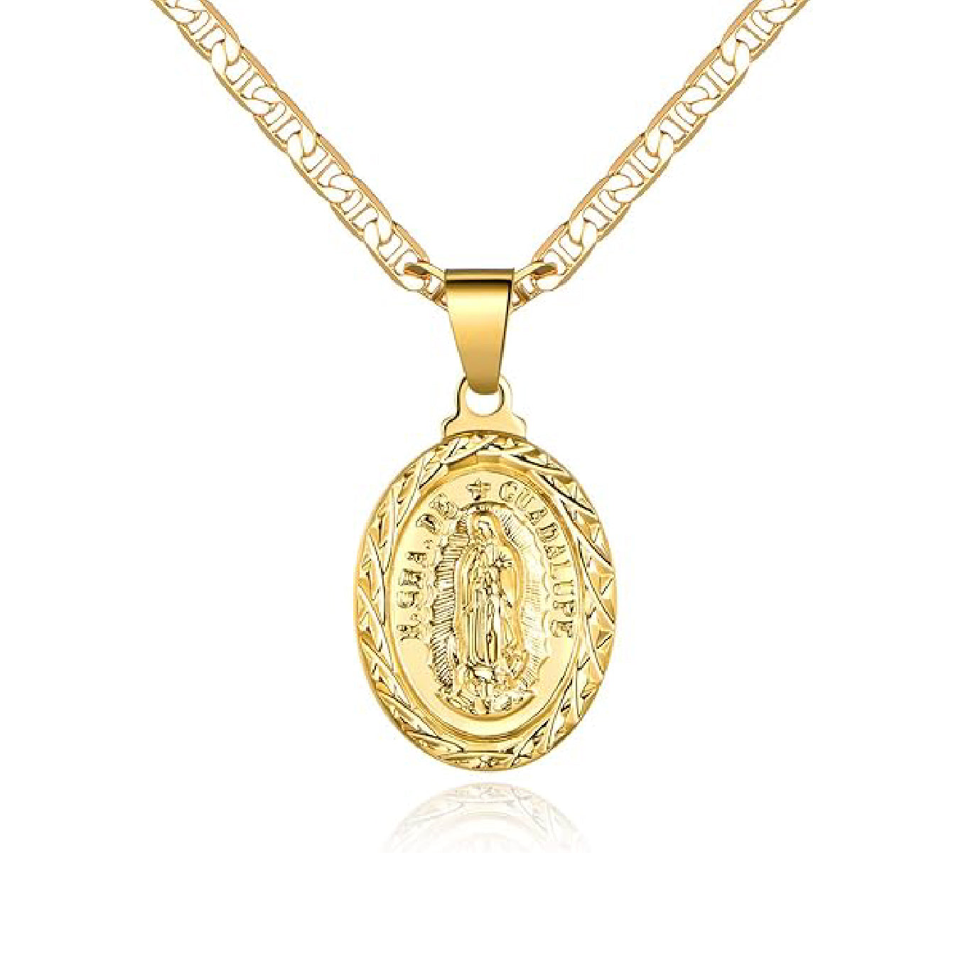 Chain Necklace With Virgin Mary Guadalupe Charm Pendant