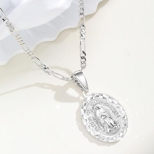 Virgin Mary Necklace Round pendant