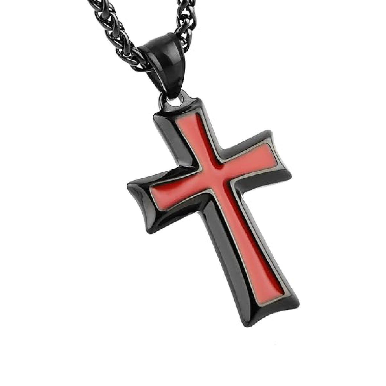 Cross Pendant Necklace with Wheat Chain