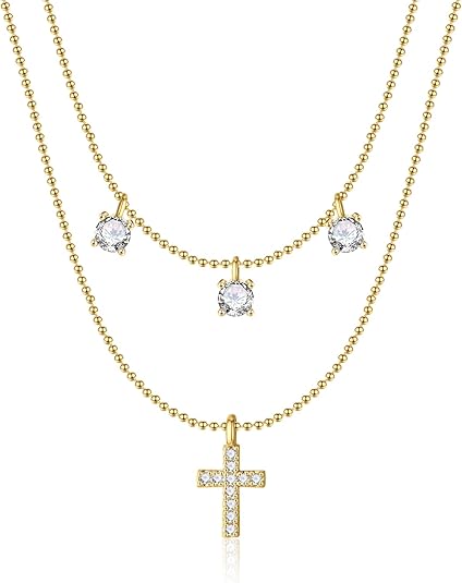 2 Layered Bead+Diamond Cross