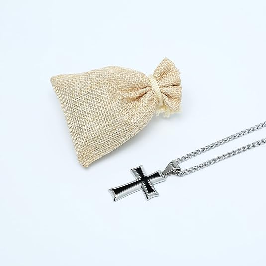 Cross Pendant Necklace with Wheat Chain