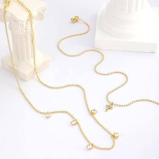 2 Layered Bead+Diamond Cross