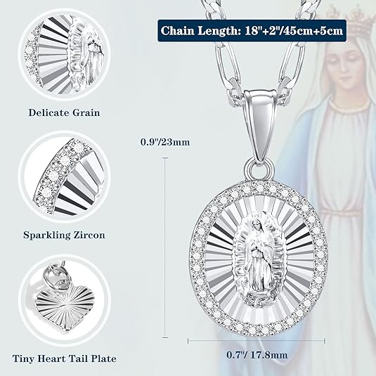 Virgin Mary Necklace Round Zirconia