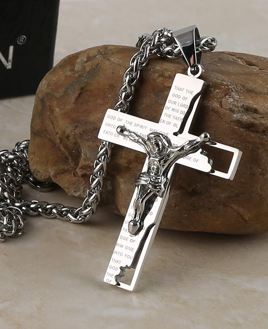 Cross Crucifix Bible Prayer Pendant Necklace