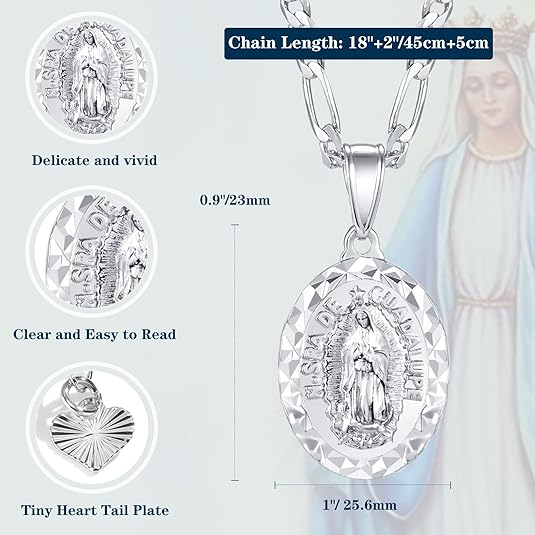 Virgin Mary Necklace Round pendant