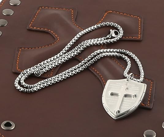 Shield Armor of God Ephesians 6:16-17, Faith Cross S Pendant Necklace