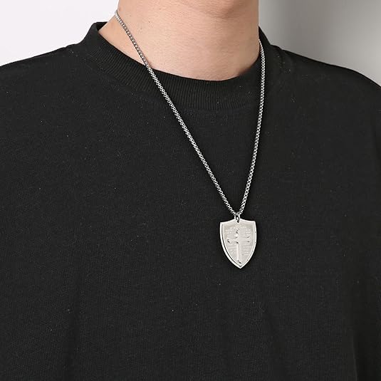 Shield Armor of God Ephesians 6:16-17, Faith Cross S Pendant Necklace