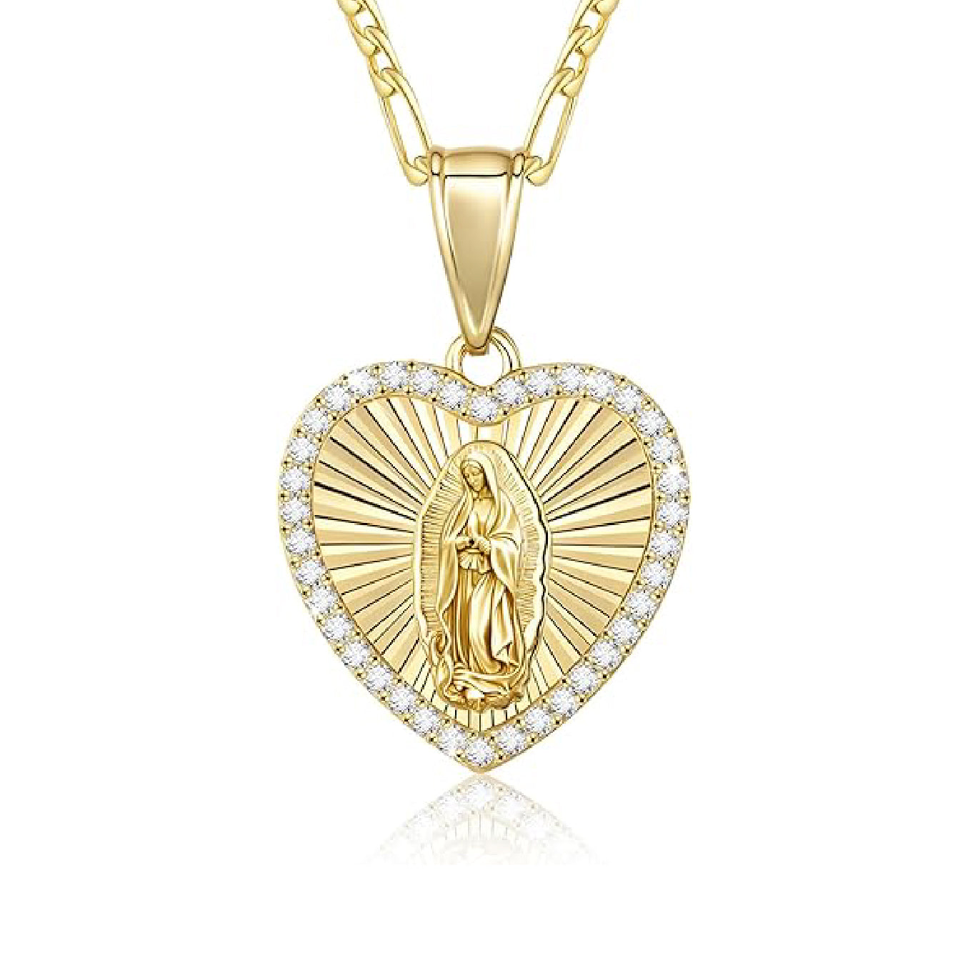 Virgin Mary Necklace Heart Zirconia
