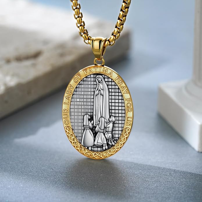 Our Lady of Fatima Necklace 925 Sterling Silver Virgen de Fatima