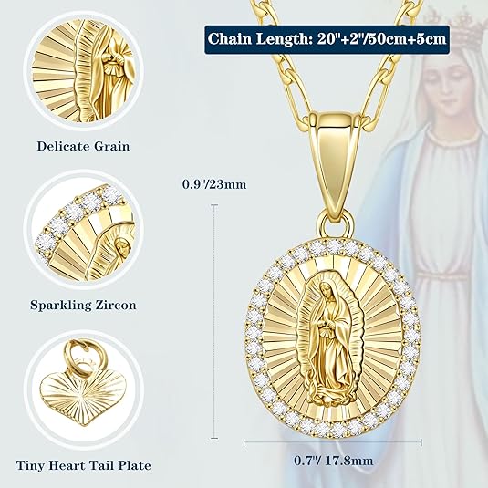 Virgin Mary Necklace Round Zirconia