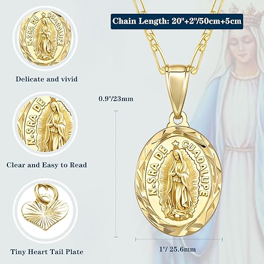 Virgin Mary Necklace Round pendant