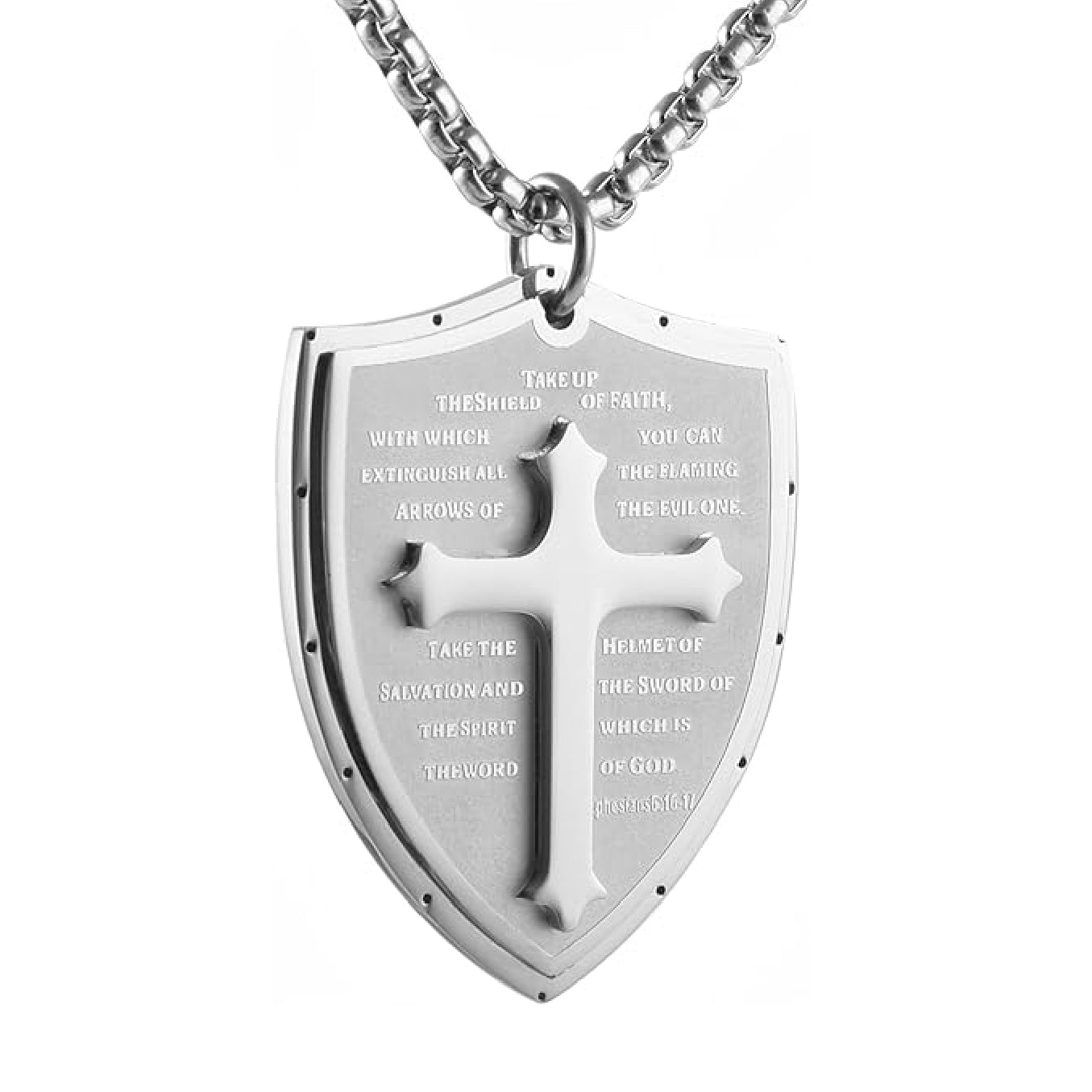 Shield Armor of God Ephesians 6:16-17, Faith Cross S Pendant Necklace