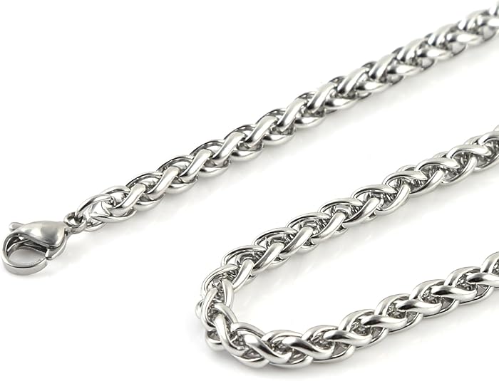 Cross Pendant Necklace with Wheat Chain