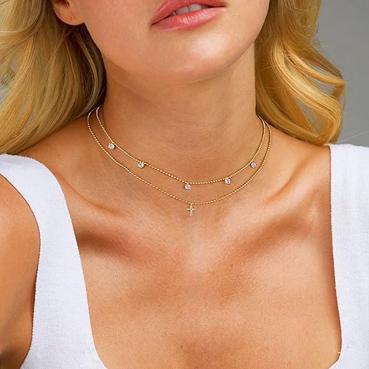 2 Layered Bead+Diamond Cross