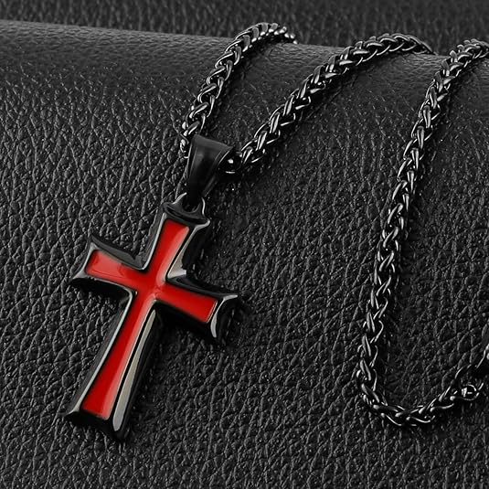 Cross Pendant Necklace with Wheat Chain