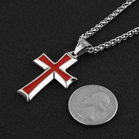 Cross Pendant Necklace with Wheat Chain