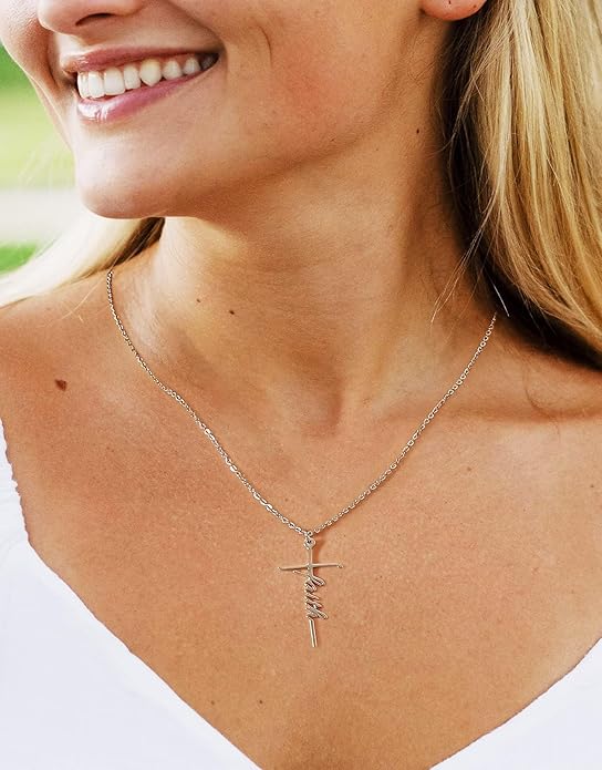Custom Name Cross Necklace for Women
