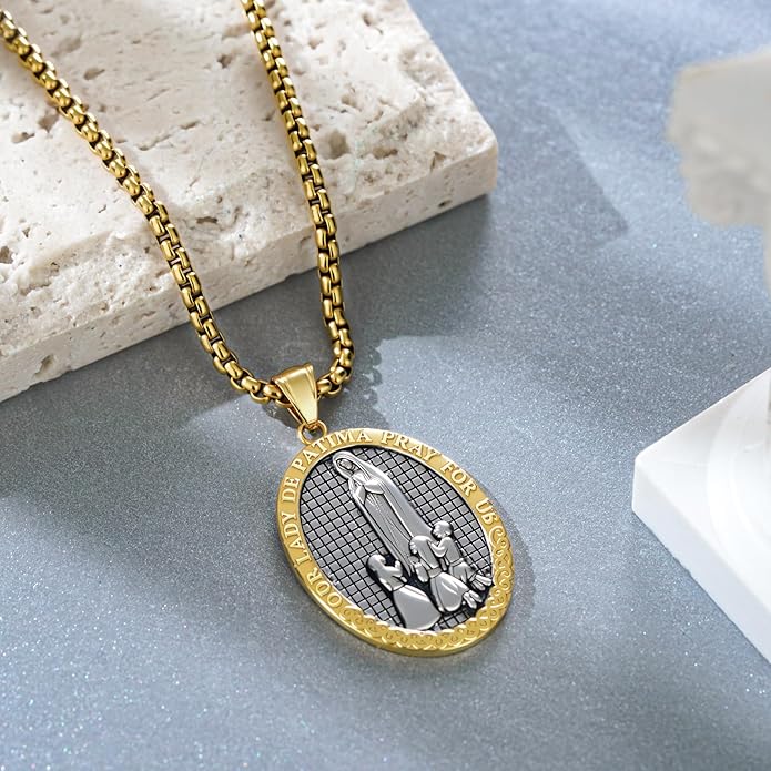 Our Lady of Fatima Necklace 925 Sterling Silver Virgen de Fatima