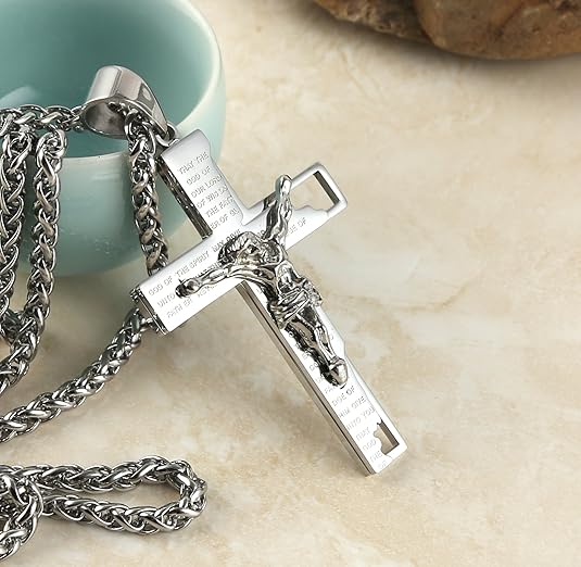 Cross Crucifix Bible Prayer Pendant Necklace