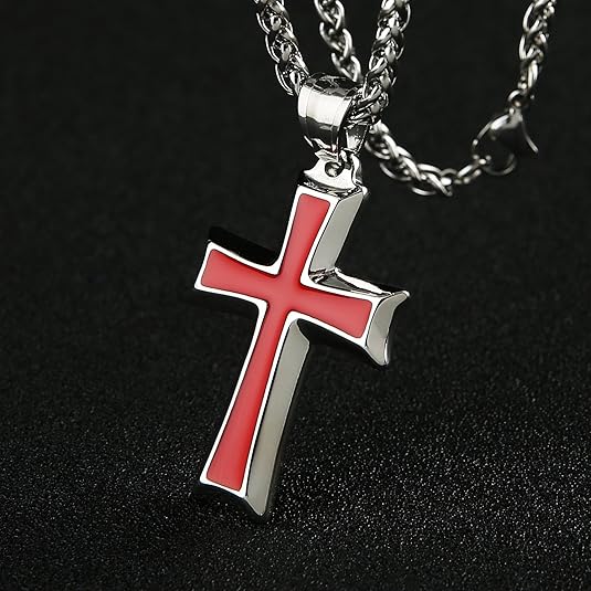 Cross Pendant Necklace with Wheat Chain