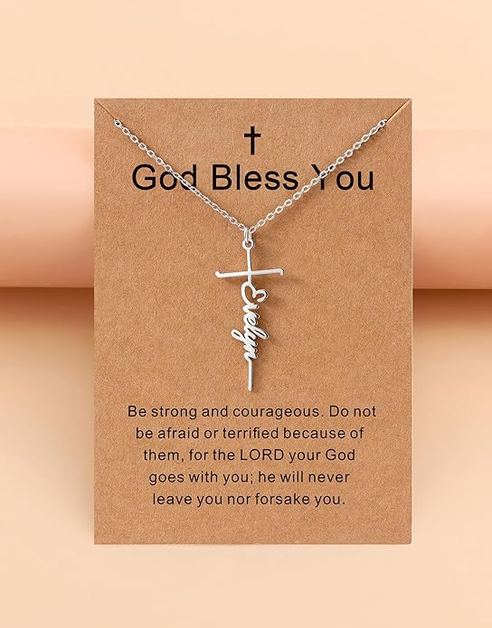 Custom Name Cross Necklace for Women