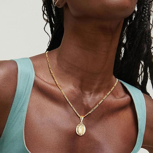 Virgin Mary Necklace Round pendant