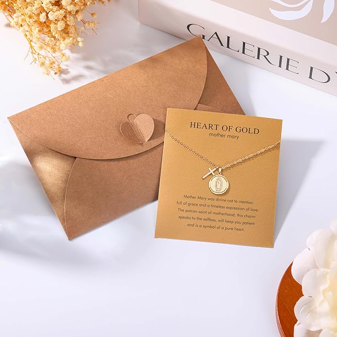 Golden Necklace for Women Virgin Mary Angel