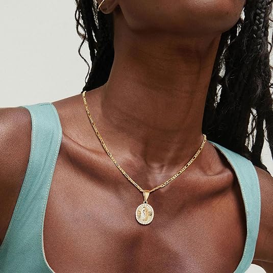 Virgin Mary Necklace Round Zirconia