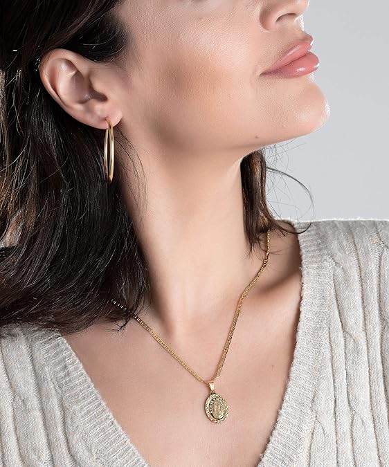 Chain Necklace With Virgin Mary Guadalupe Charm Pendant