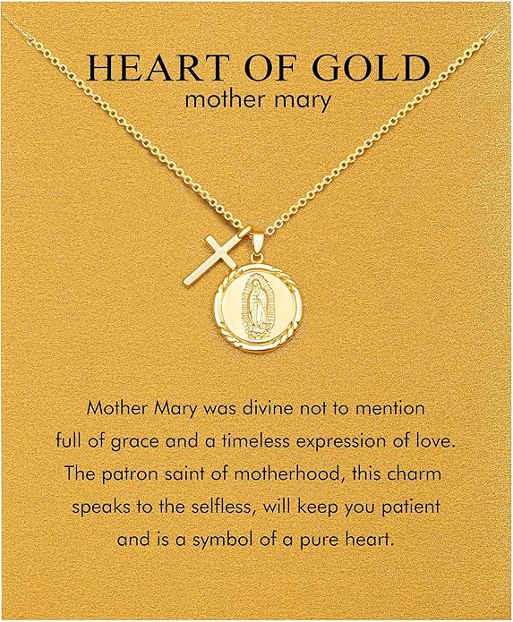 Golden Necklace for Women Virgin Mary Angel