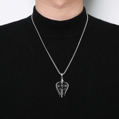 Wings Skull Cross Necklace