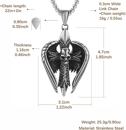 Wings Skull Cross Necklace