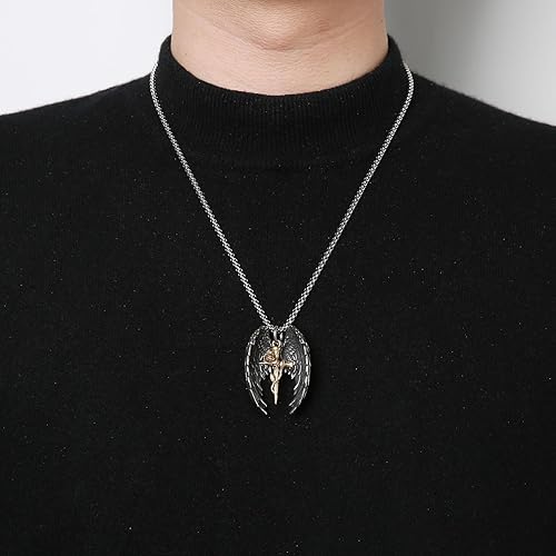 Wings Rose Cross Necklace