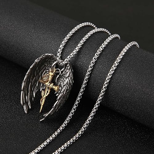 Wings Rose Cross Necklace
