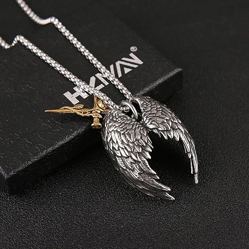 Wings Rose Cross Necklace